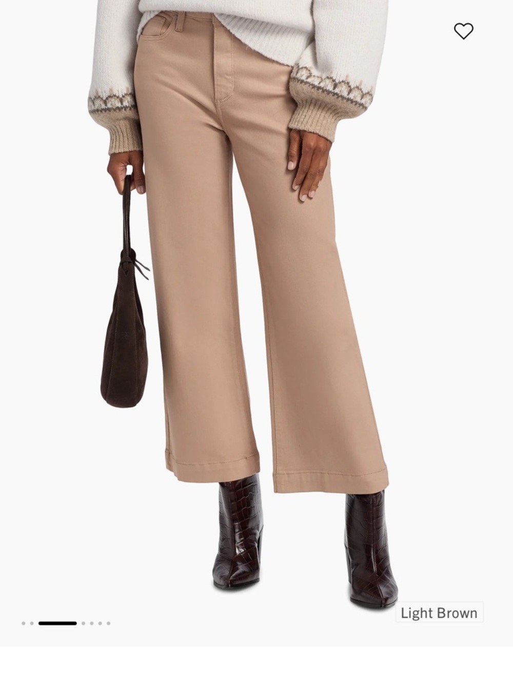 PAIGE Tan High-Rise Wide Leg Jeans